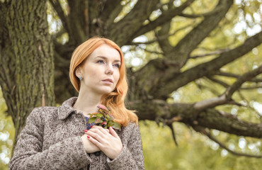 Young woman on nature.