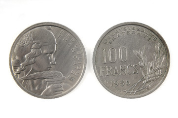 French currency of the twentieth century 100 franc&rsquo;s, 1955