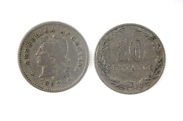 Naklejka premium Old currency Argentina 10 centavos,1897