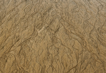 The sand pattern on the seabed after low tide