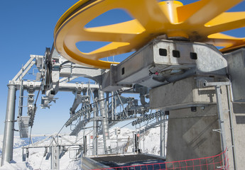 Top of a cable car lift in a ski resort