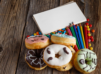 Halloween donuts on wooden table