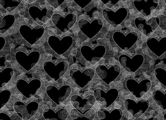 Abstract wedding vector seamless texture with lacy hearts