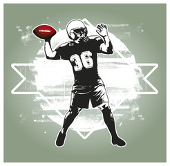 american football player with stencil white shield