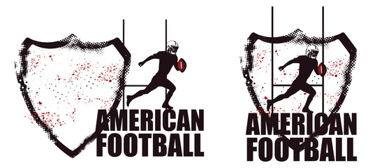 stencil american football shields with player