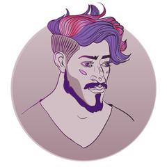 Guy with trendy haircut. Handsome man.