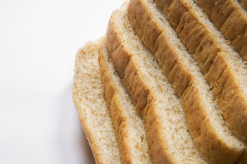 whole wheat bread on white background