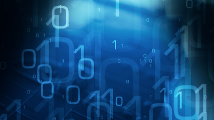 Computer binary code abstract blue background