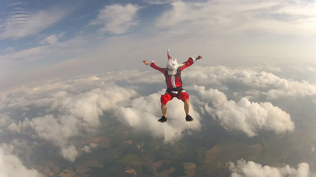 Extreme Santa claus skydiver