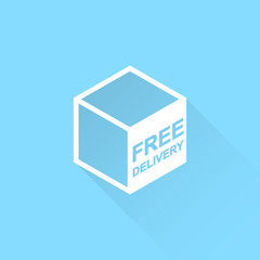 Free shipping vector icon. Free delivery sign on package box.