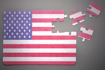 Fototapeta na wymiar puzzle with the national flag of united states of america