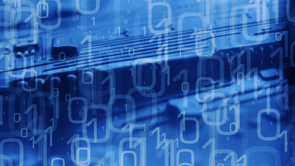 Obraz premium New technology blue binary code abstract background