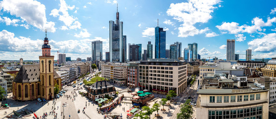 Financial district in Frankfurt - obrazy, fototapety, plakaty