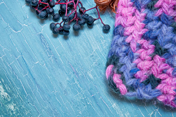 colorful knitting and berries