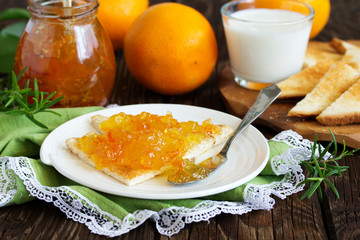 toast with orange marmalade for breakfast.