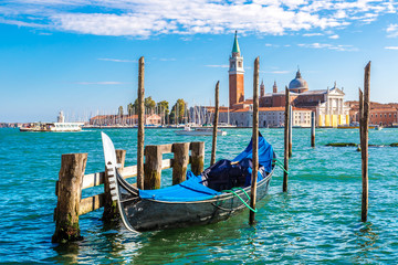 Gondolas  in Venice, Italy - obrazy, fototapety, plakaty