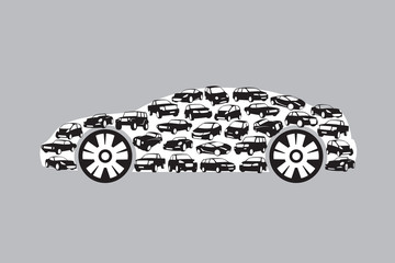 car silhouette consisting of a plurality of vehicles