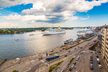 Fototapeta na wymiar The big Cruise Ship Aurora in Stockholm