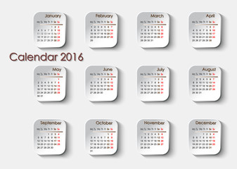 English planning calendar 2016