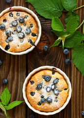 Summer Clafoutis pie with blueberries.