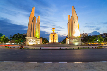Moment of Democracy monument at twilight.