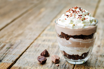 Triple chocolate mousse dessert