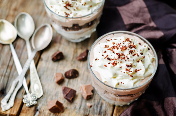 Triple chocolate mousse dessert