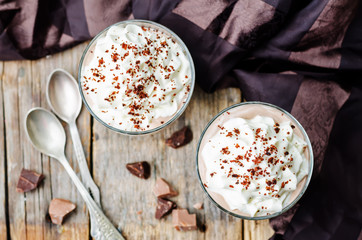 Triple chocolate mousse dessert