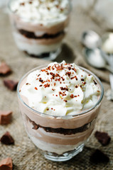 Triple chocolate mousse dessert