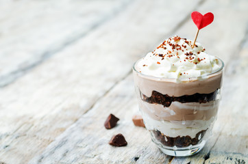 Triple chocolate mousse dessert