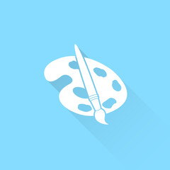 Paint brush with palette vector icon.