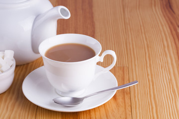 Cup of traditional English Tea with spoon