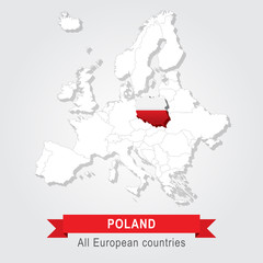 Poland. Europe administrative map.