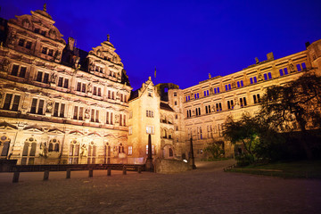 Inner yard of Heidelberg castle during night