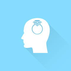 Human profile with diamond ring vector icon.