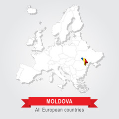 Moldova. Europe administrative map.