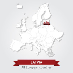 Latvia. Europe administrative map.