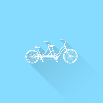 Retro Tandem Bicycle Vector Icon.