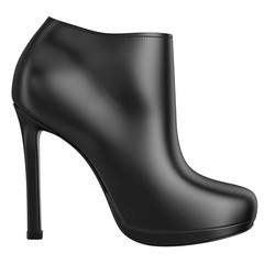 Women's black leather shoe, side view
