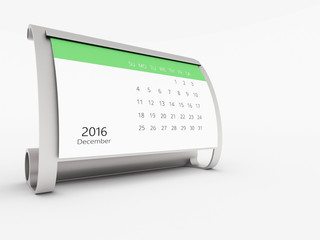 a Calendar of the year 2016 in white
