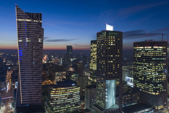 Fototapeta Downtown of Warsaw during the night