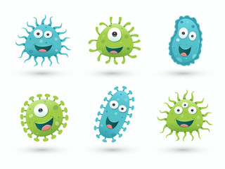 A set of cute green and blue germs
