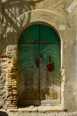 An old green door.