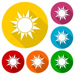 Sun icons set with long shadow
