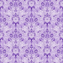 Purple and White Ornamental Seamless Pattern