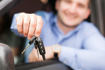 business, banking, vehicle, rental, automotive concept - man han