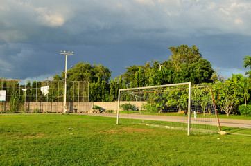 Fototapeta premium Soccer field in urban school