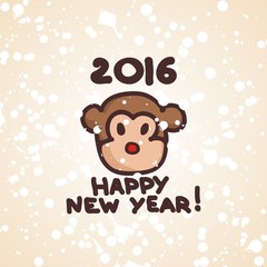 postcard for new year with fanny symbol monkey. Vector illustration