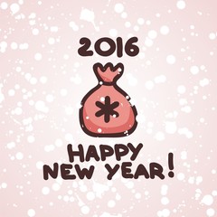 postcard for new year with fanny symbol santa's bag. Vector illustration