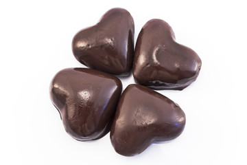 Heart gingerbread cookies glazed chocolate